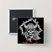 Viking Skull Vierkante Button 5,1 Cm (Voorkant /achterkant)