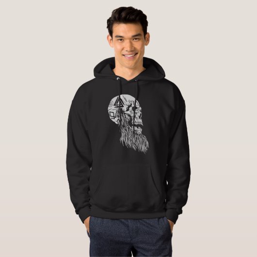 Viking Skull Weird Bizarre Fun Dark Hoodie (Voorkant volledig)