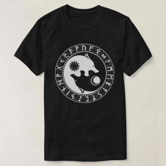 Viking Sons of Fenrir Yin Yang Wolf T-shirt (Design voorkant)