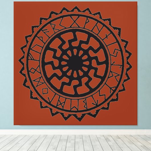 Viking Sun Celtic Rune Calendar Canvas Afdruk (Insitu (Houten vloer))