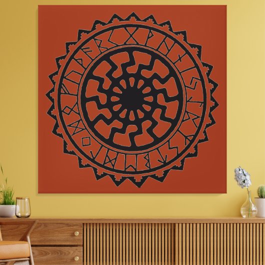Viking Sun Celtic Rune Calendar Canvas Afdruk (Insitu (Woonkamer))
