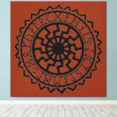 Viking Sun Keltische Rune Kalender Canvas Afdruk (Insitu (Houten vloer))