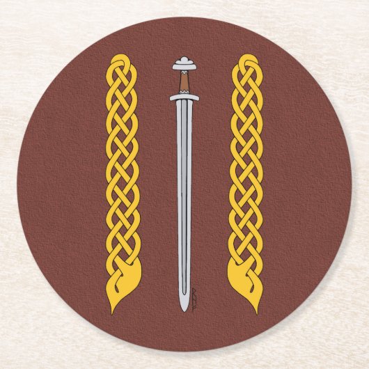 Viking Sword en Plaitwork Ronde Kartonnen Onderzetter (Voorkant)
