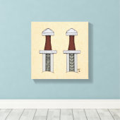 Viking Sword Pattern Welding Canvas Afdruk (Insitu (Houten vloer))