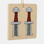 Viking Sword Pattern Welding Keramisch Ornament (Rechts)