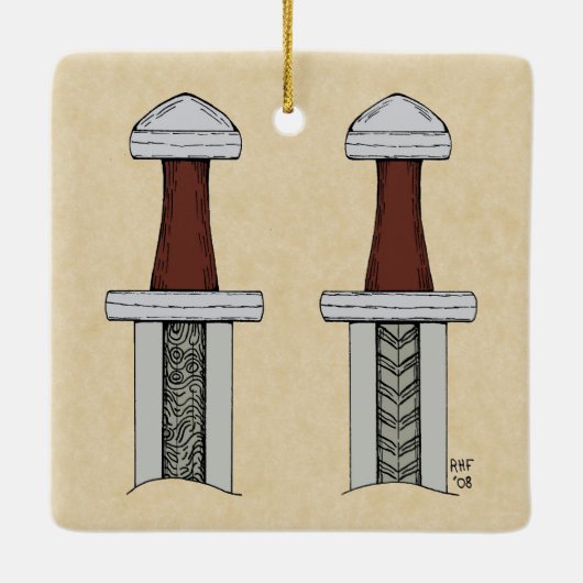 Viking Sword Pattern Welding Keramisch Ornament (Achterkant)