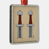 Viking Sword Pattern Welding Metalen Ornament (Rechts)