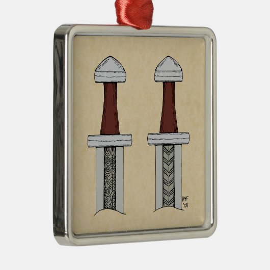 Viking Sword Pattern Welding Metalen Ornament (Rechts)