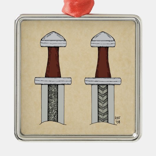 Viking Sword Pattern Welding Metalen Ornament (Voorkant)