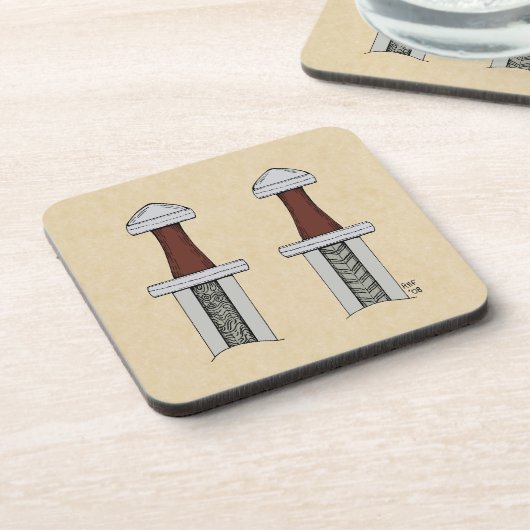 Viking Sword Pattern Welding Onderzetter (Linkerzijde)