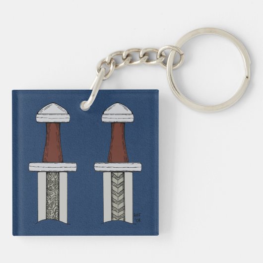 Viking Sword Pattern Welding Sleutelhanger (Achterkant)