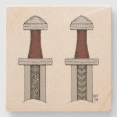 Viking Sword Pattern Welding Stenen Onderzetter (Voorkant)