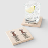 Viking Sword Pattern Welding Stenen Onderzetter (Zijkant)