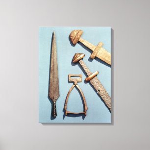 Viking swords, stirrup and spearhead canvas afdruk