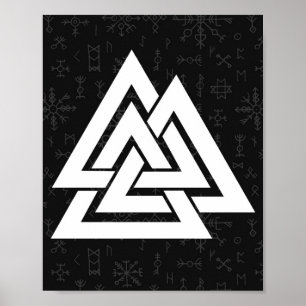 Viking Symbol Valknut met Keltische looppas - Valk Poster