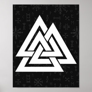 Viking Symbol Valknut met Keltische looppas - Valk Poster