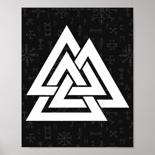 Viking Symbol Valknut met Keltische looppas - Valk Poster (Voorkant)