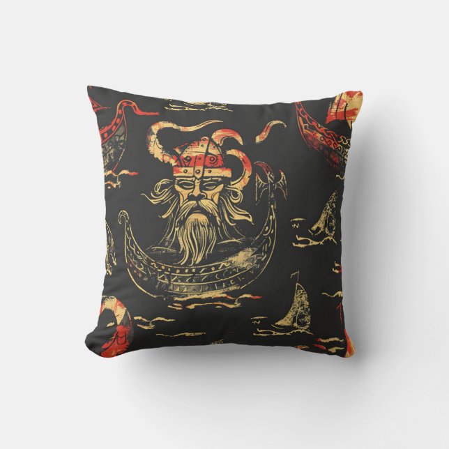 Viking thema oceaan scène kussen (Voorkant)