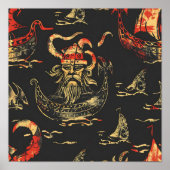 Viking thema oceaan scène poster (Voorkant)