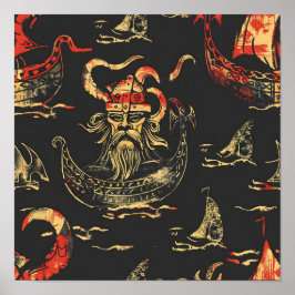 Viking thema oceaan scène poster