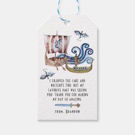 Viking-thema verjaardagsfeestje dank je favor cadeaulabel