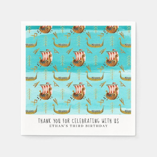 Viking thema verjaardagsfeestje servetten (Voorkant)