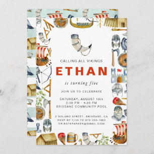 Viking Thmed Birthday Party Invitation Kaart