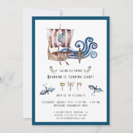 Viking Thmed Birthday Party Invitation Kaart