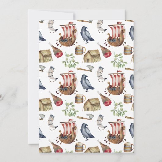 Viking Thmed Birthday Party Invitation Kaart (Achterkant)