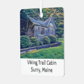 Viking Trail Cabin Waterverf Kerstversiering Metalen Ornament (Voorkant links)