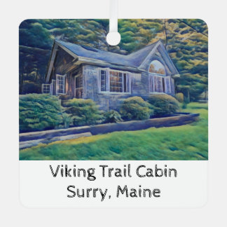 Viking Trail Cabin Waterverf Kerstversiering Metalen Ornament