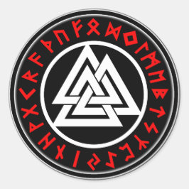 Viking Triscalion Red Runes  Ronde Sticker