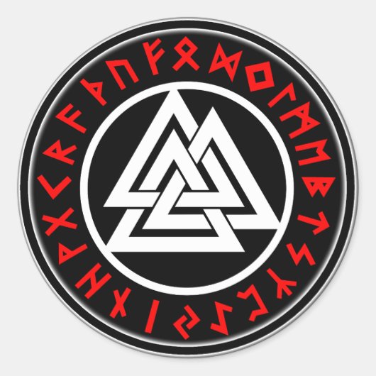 Viking Triscalion Red Runes  Ronde Sticker (Voorkant)