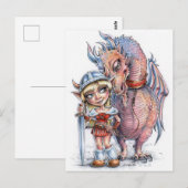 Viking Troll Girl met haar draak Briefkaart (Voorkant / Achterkant)