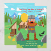 Viking vader met ballon roept feestje bij elkaar kaart (Voorkant / Achterkant)