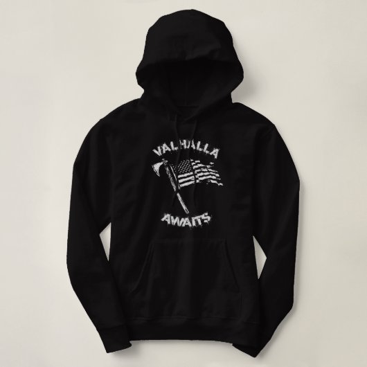 Viking Valhalla Awaits Flag Hoodie (Design voorkant)