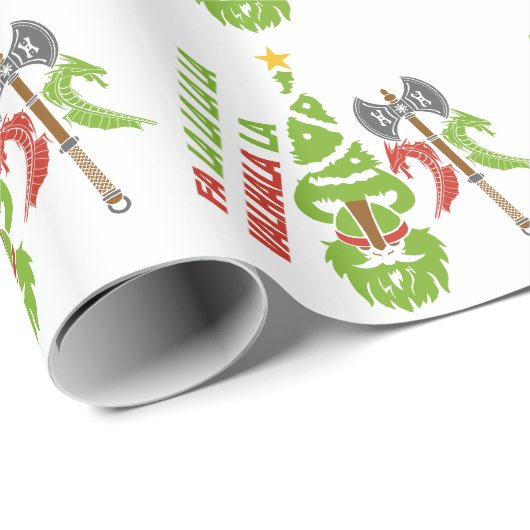 Viking Valhalla Kerstfeestdag Cadeaupapier (Rol Hoek)