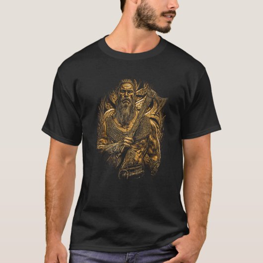 Viking Valhalla Portrait Norse Mythology Viking Ax T-shirt (Voorkant)