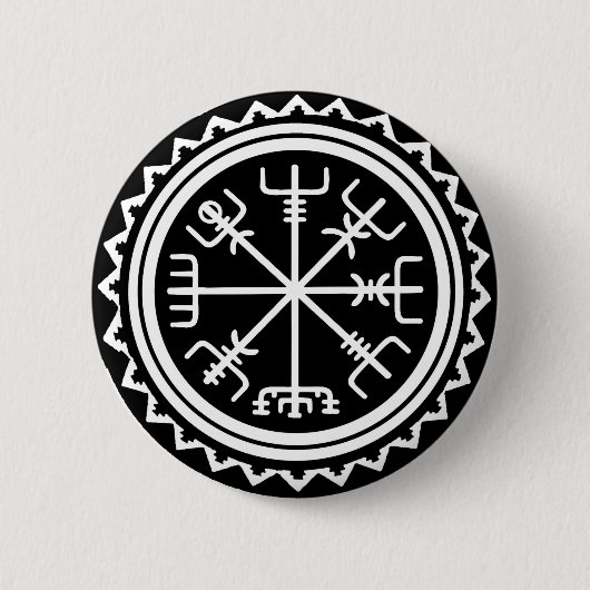 Viking Vegvisir Compass Ronde Button 5,7 Cm (Voorkant)