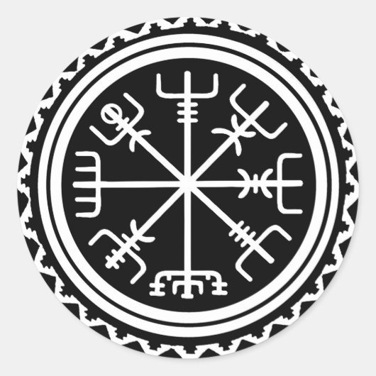 Viking Vegvisir Kompas Ronde Sticker (Voorkant)