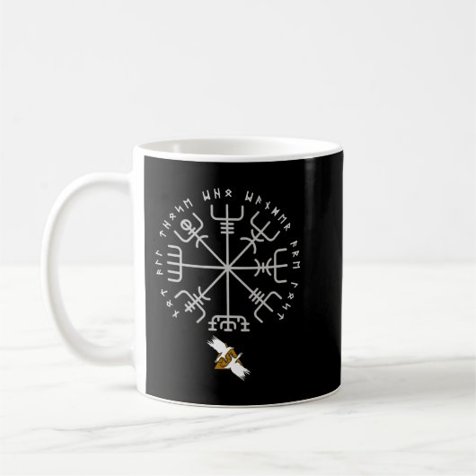 Viking Vegvisir Rune en Raven Koffiemok (Links)