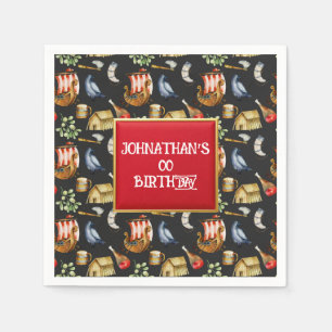 Viking Verjaardagsjongens 1–7   Galleon rood blauw Servet