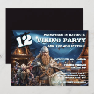 Viking Verjaardagsuitnodiging Jongens Krijger & De Kaart