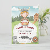 Viking verjaardagsuitnodiging voor jongen, Waterve Kaart (Staand voorkant)