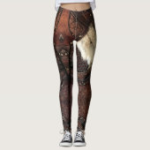 Viking Vest Armor Brown Leather Abstract Leggings (Voorkant)