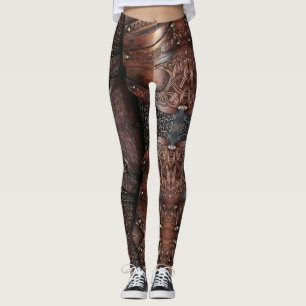 Viking Vest Armor Brown Leather Abstract Leggings