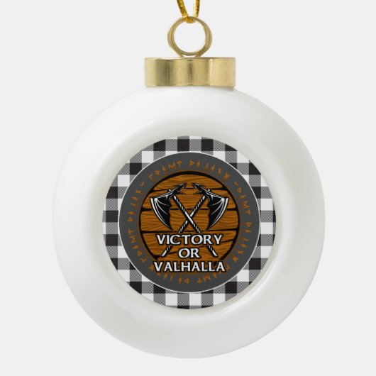 Viking Victory of Valhalla Crossed Ax werkt met sp Keramische Bal Ornament (Voorkant)