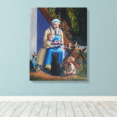 Viking vrouw / moeder / kinderen — Scottie hond - Canvas Afdruk (Insitu (Houten vloer))