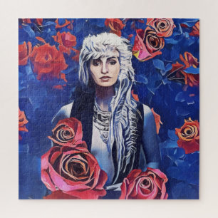 Viking Vrouw Rode Rozen Originele Abstracte kunst Legpuzzel