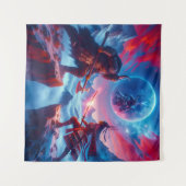 Viking vs Samurai: botsen onder de blauwe maan Wandkleed (Voorkant (horizontaal))